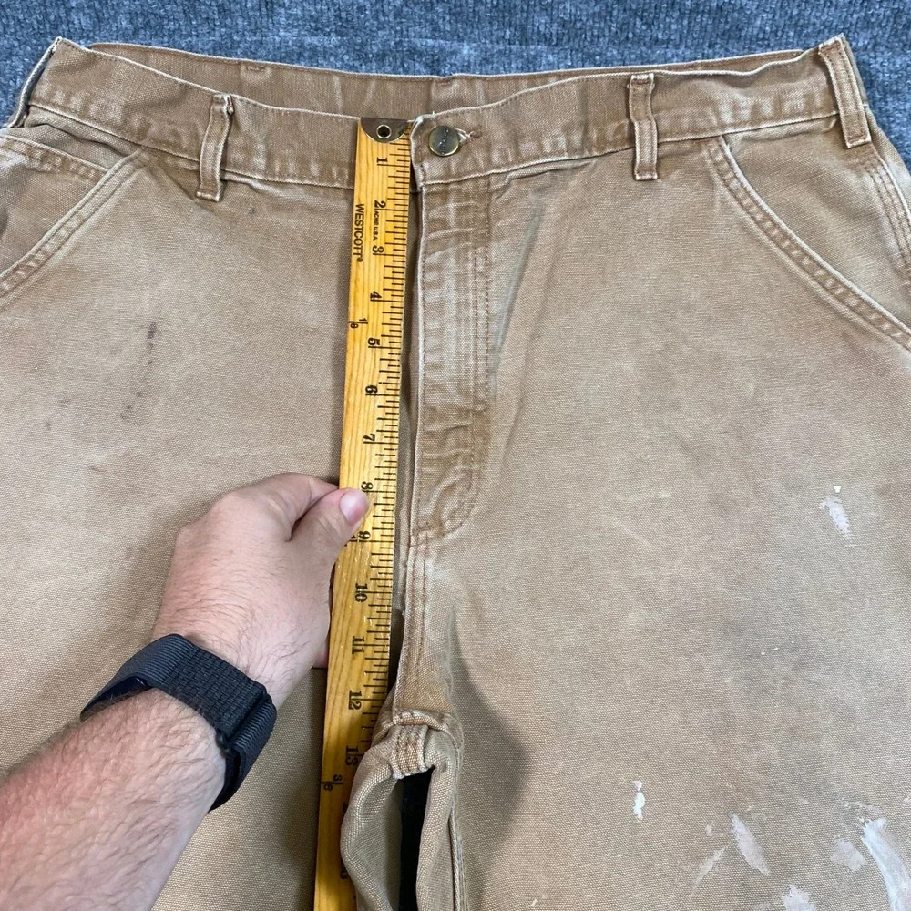 Carhartt B11 BRN Mens Brown Duck Canvas Carpenter Pants 38x32 Distressed USA